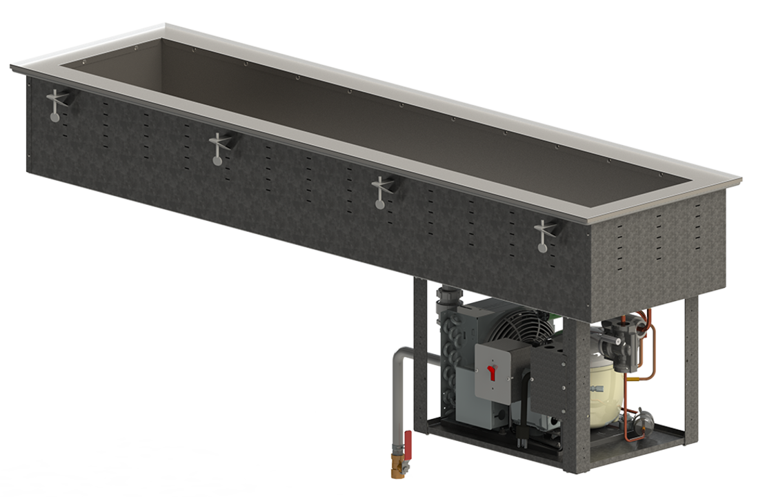 Three-well 120-volt standard short-side refrigerated drop-in cold well
