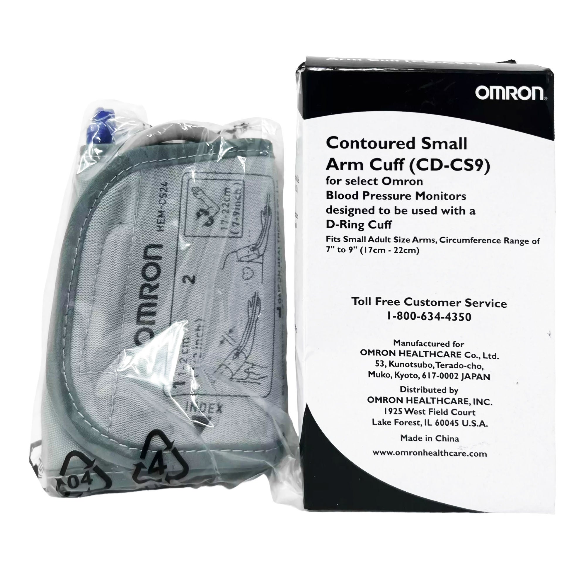 Omron® Small D-ring Reusable Blood Pressure Cuff, 17 to 22.8 centimeter