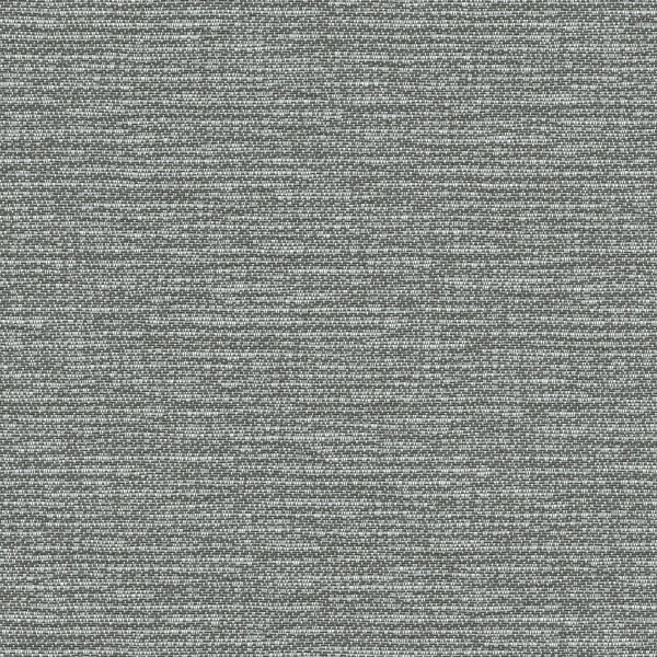 Gray woven fabric displays a tight horizontal weave with subtle two-tone yarns, revealing fine texture and faint striping across a flat, close-up surface.
