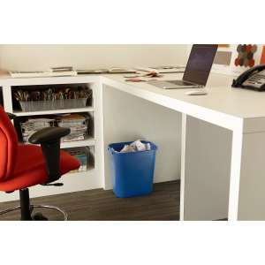 Rubbermaid Commercial, Recycling, 7 gal, Resin, Blue, Rectangle, Receptacle