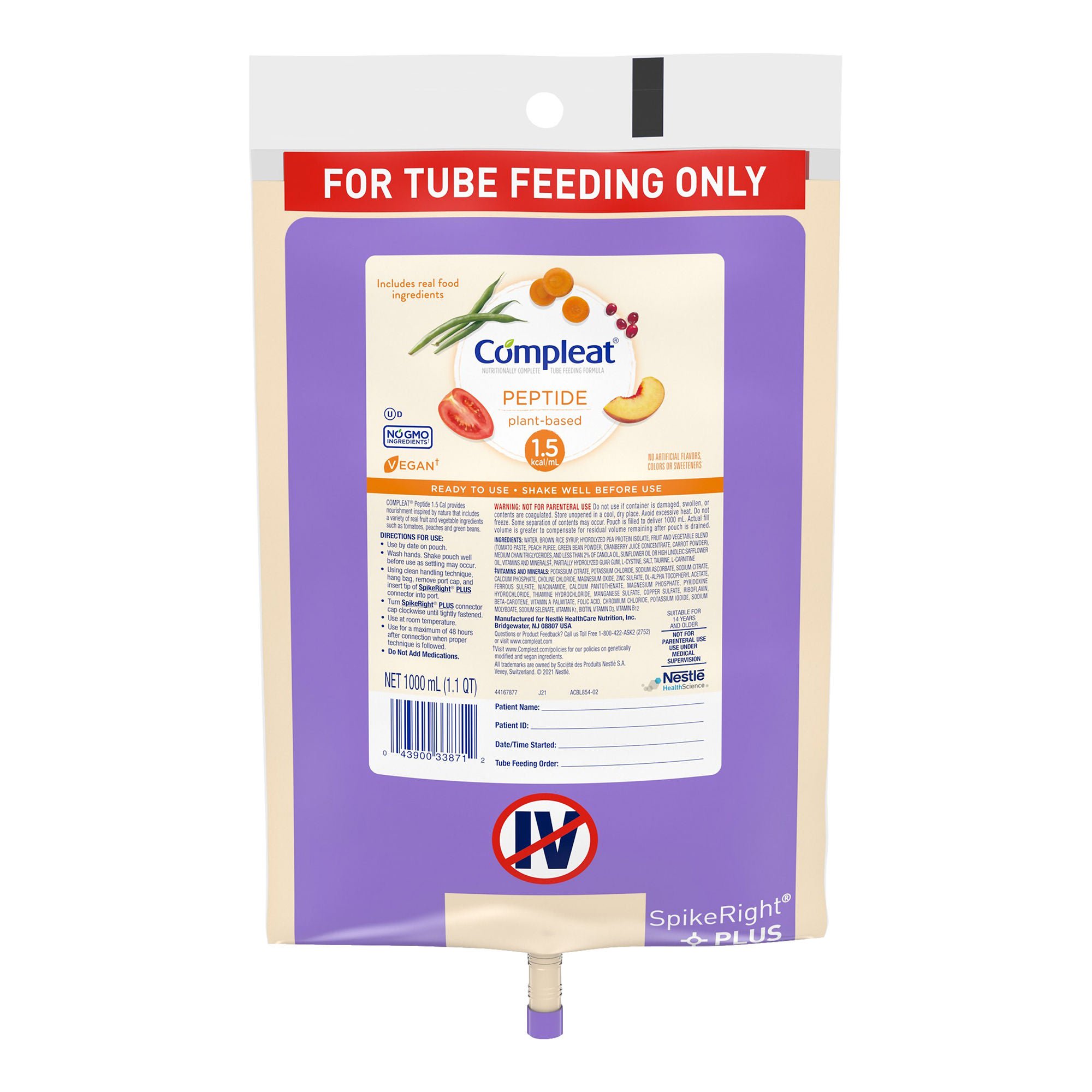 Compleat® Peptide Plant-Based 1.5 Tube Feeding Formula, 1000 mL