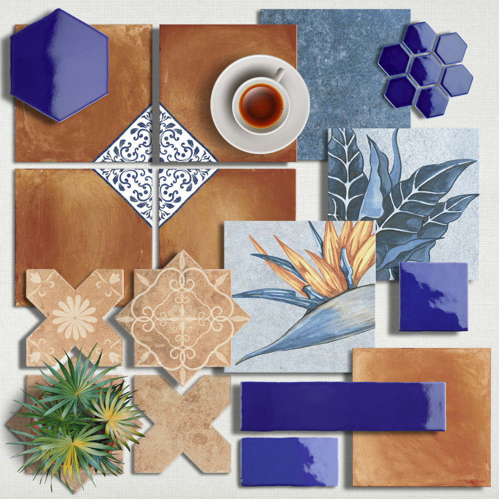 Viva Hex Azul 5-7/8 in. x 6-3/4 in. Ceramic Wall Tile
