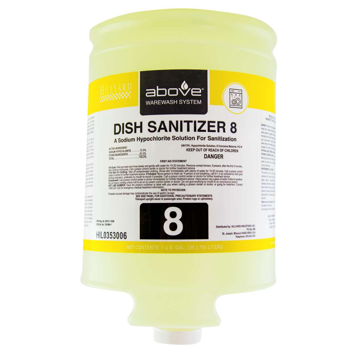 SANITIZER DISH 8 ABOVE CHLORIN 1 GAL