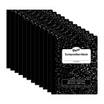 Pacon&reg; Composition Book, Black Marble, 3/8" Ruled w/Margin, 9-3/4" x 7-1/2", 60 Sheets, Pack of 12 PACMMK37118-12