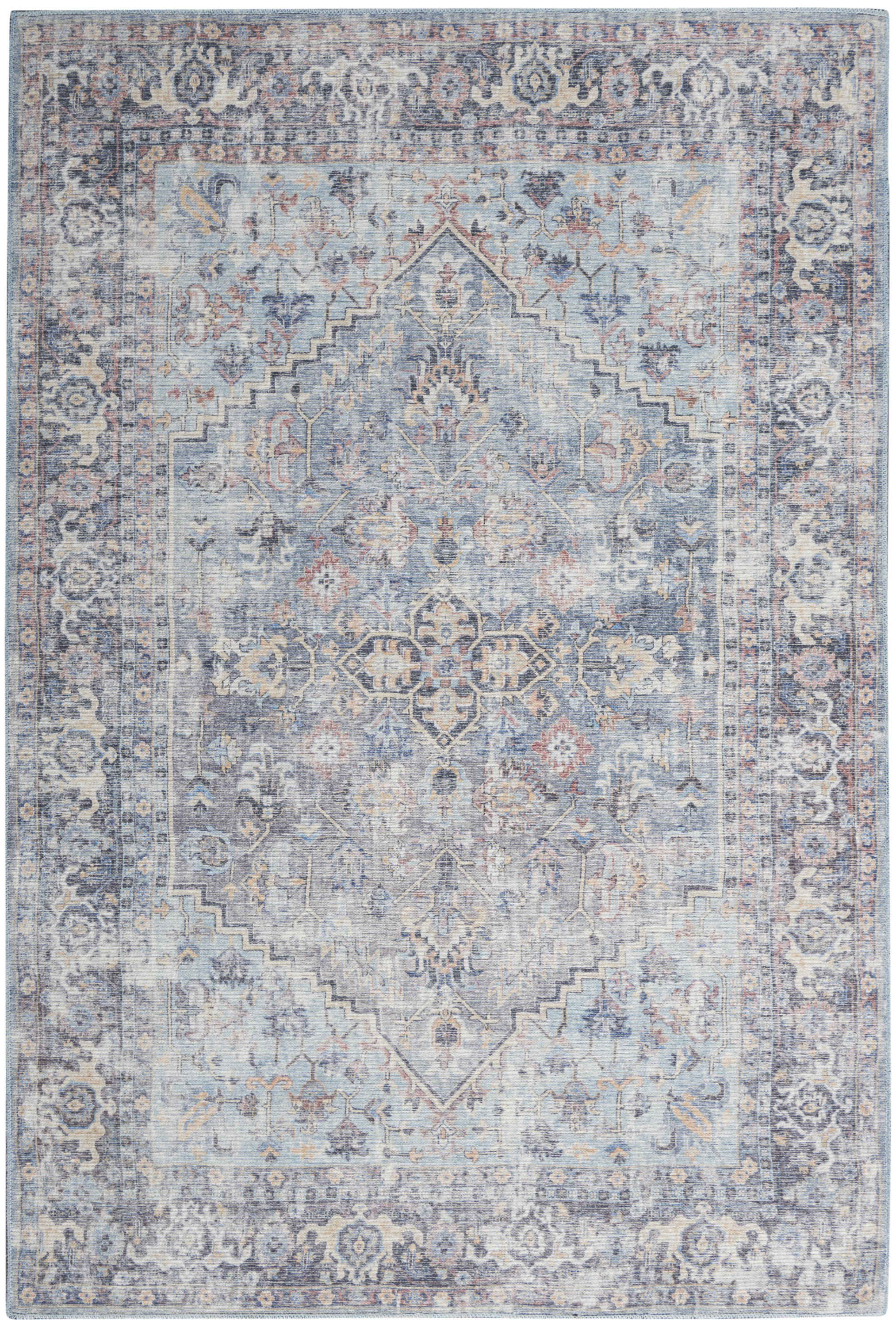 Nourison New Concept Washables 9'2" x 12' Light Grey Blue Vintage Indoor Rug
