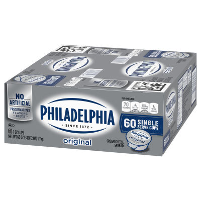 Philadelphia Original Single Serve Cream Cheese Spread, 60 ct Box, 1 oz Cups