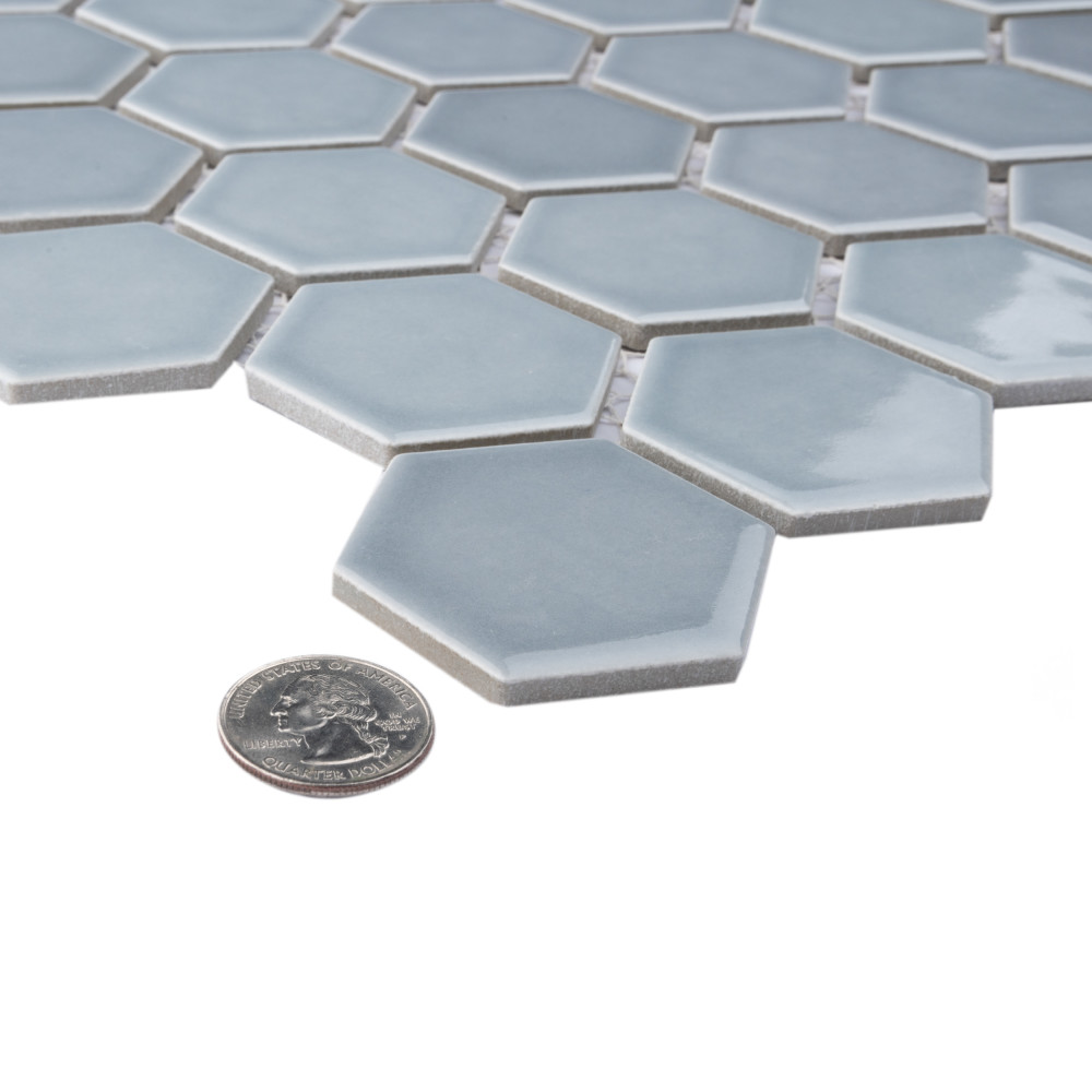 Hudson Due 2″ Hex Slate 10-7/8 in. x 12-5/8 in. Porcelain Mosaic Tile
