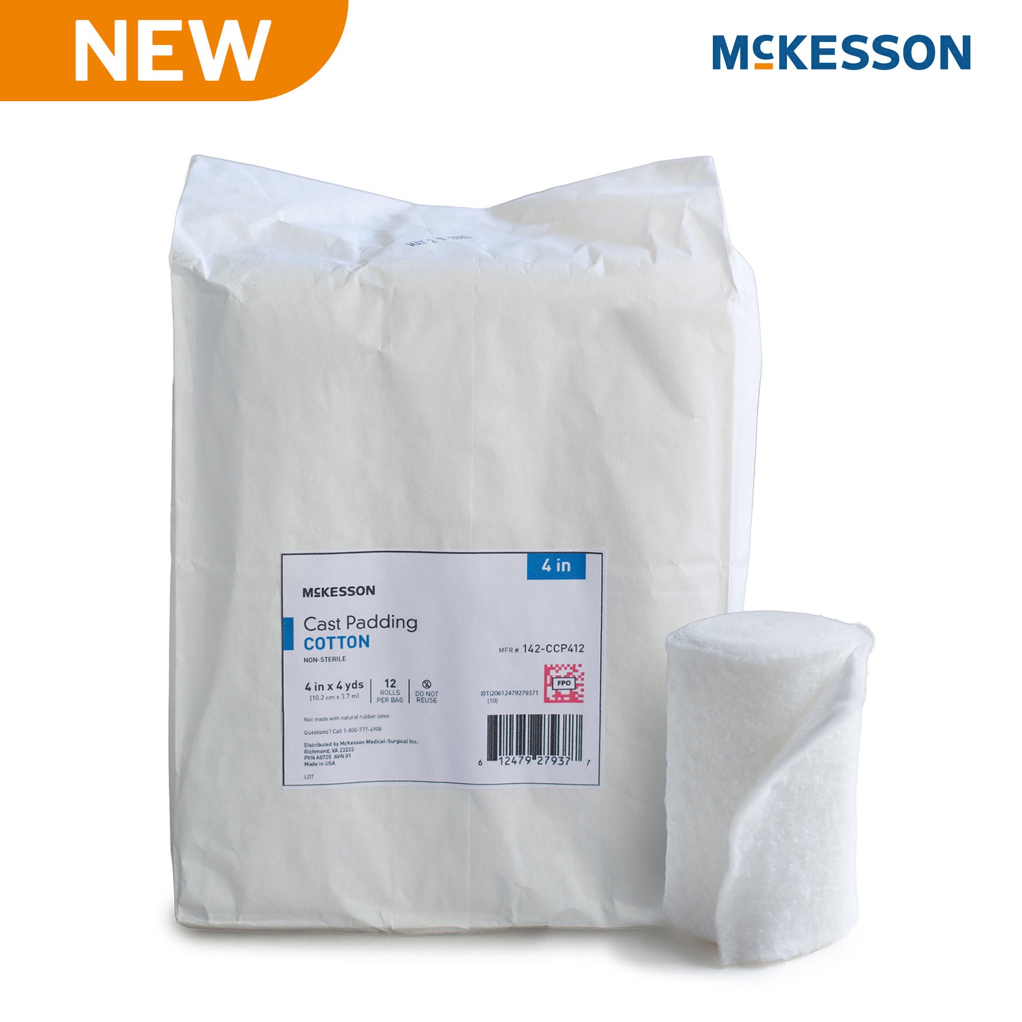 McKesson Brand PADDING, CAST COTTON 4"X4YD (12RL/BG 12BG/CS)