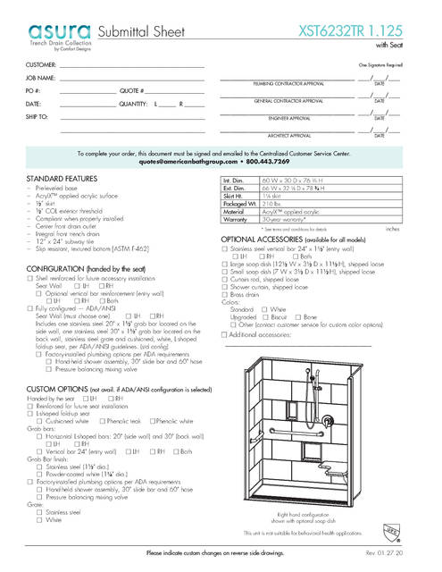Spec Sheet — Cd Shower Spec Sheet Asura Xst 6232 Tr 1 125 Seat