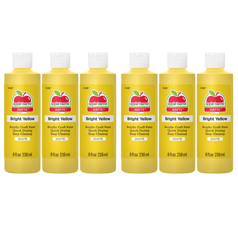 Acrylic Paint Matte, 8oz., Bright Yellow, Pack of 6