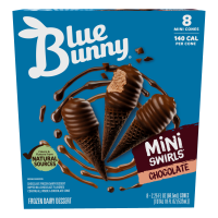 Mini Swirls Chocolate Cones, Frozen Dessert, 8 Pack