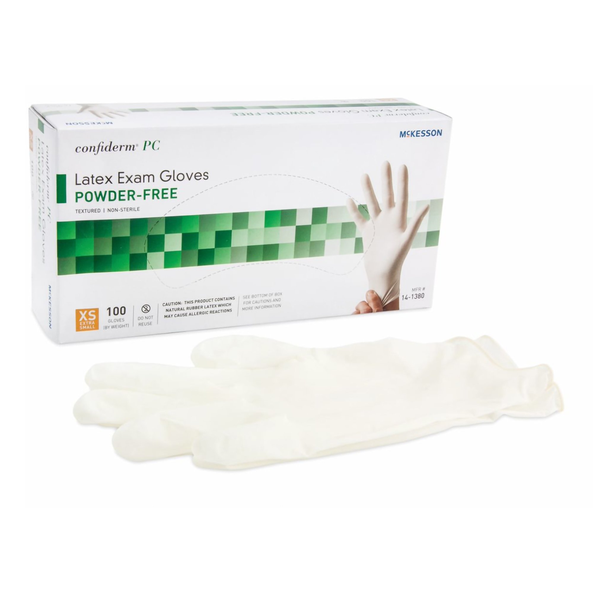 McKesson Confiderm Latex Exam Glove, Extra Small, Ivory MK 921596