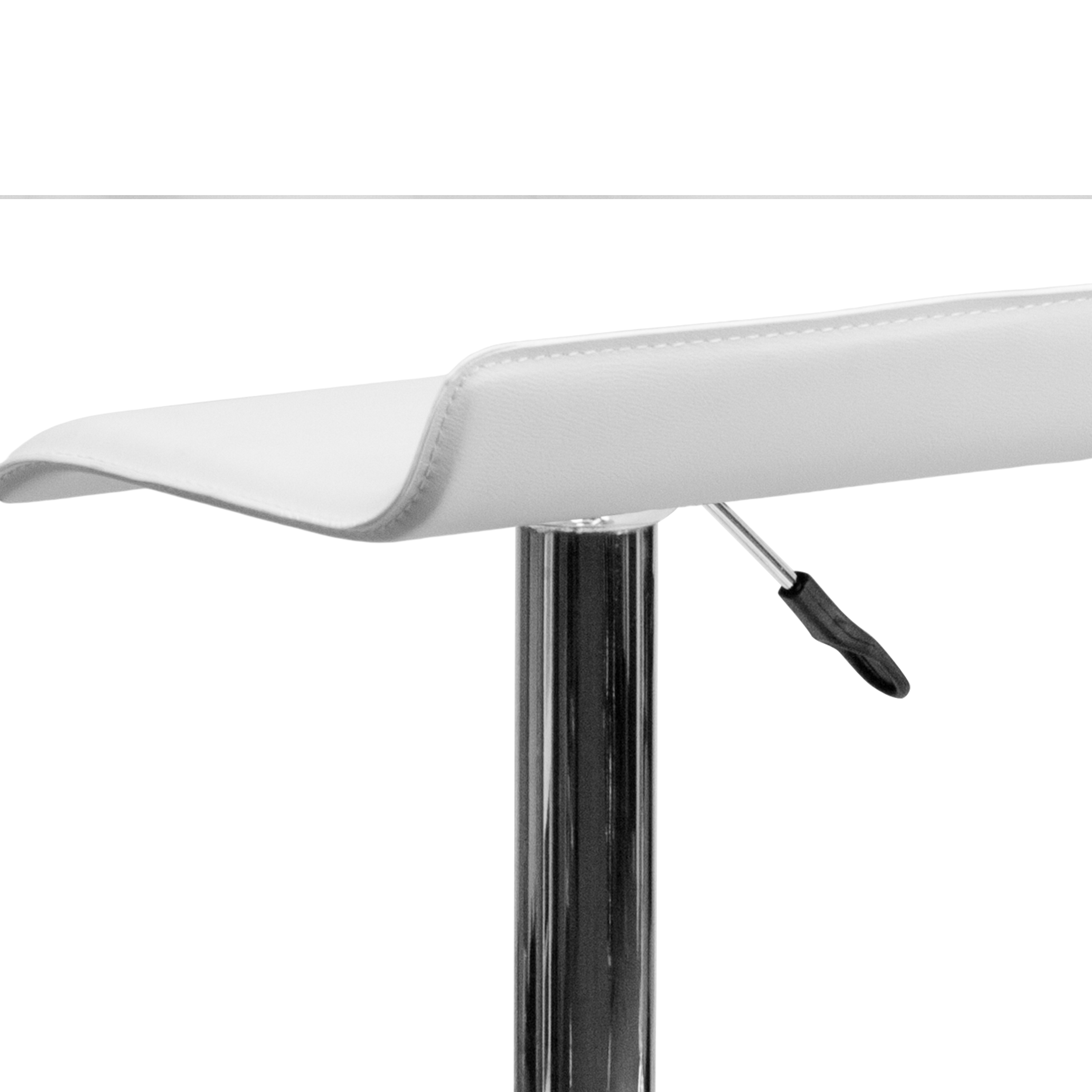 Taburete de bar de vinilo negro altura ajustable con asiento ondulado sólido - Imagen 29 de 31