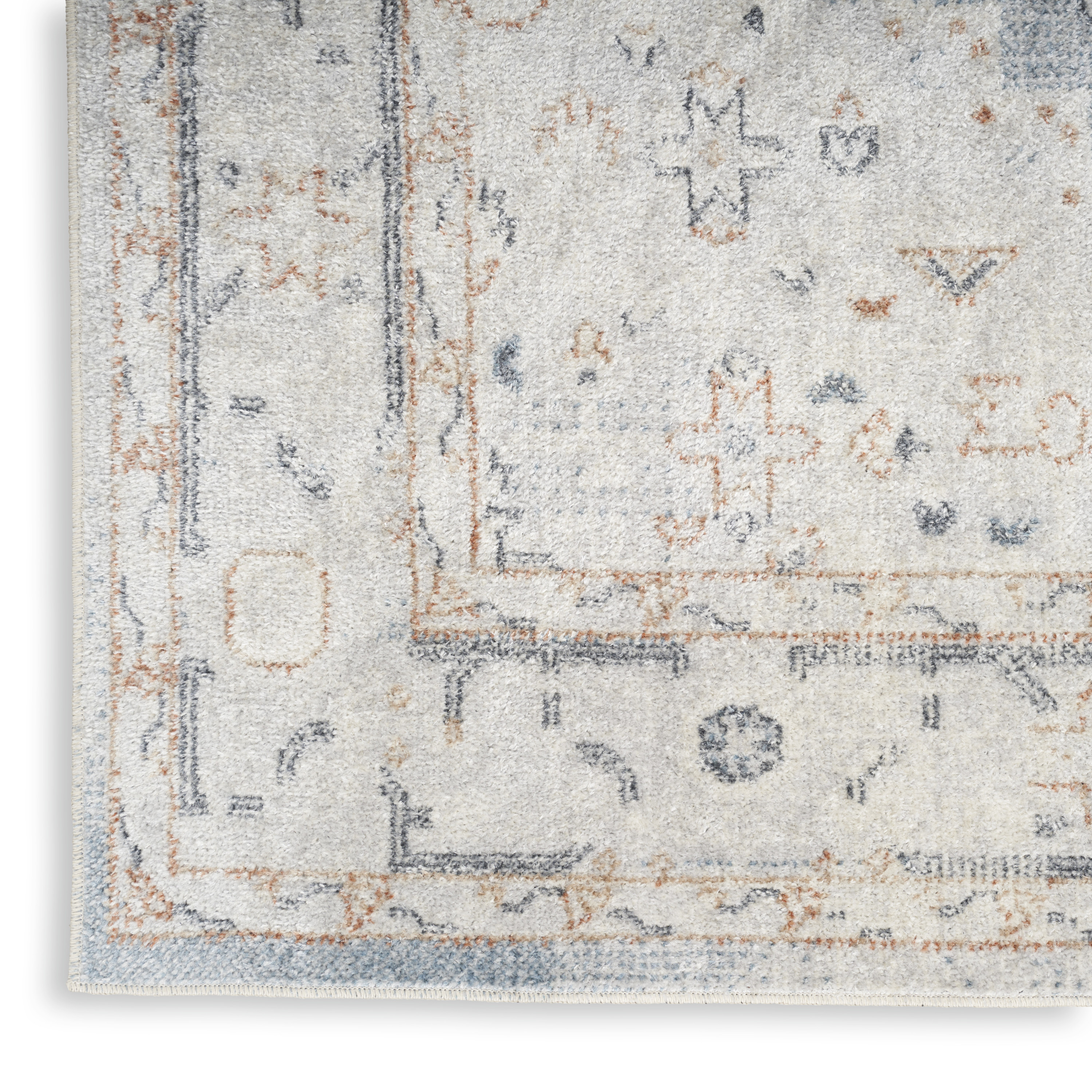 Nourison Astra Machine Washable 7'10" x 10' Light Blue Vintage Indoor Rug