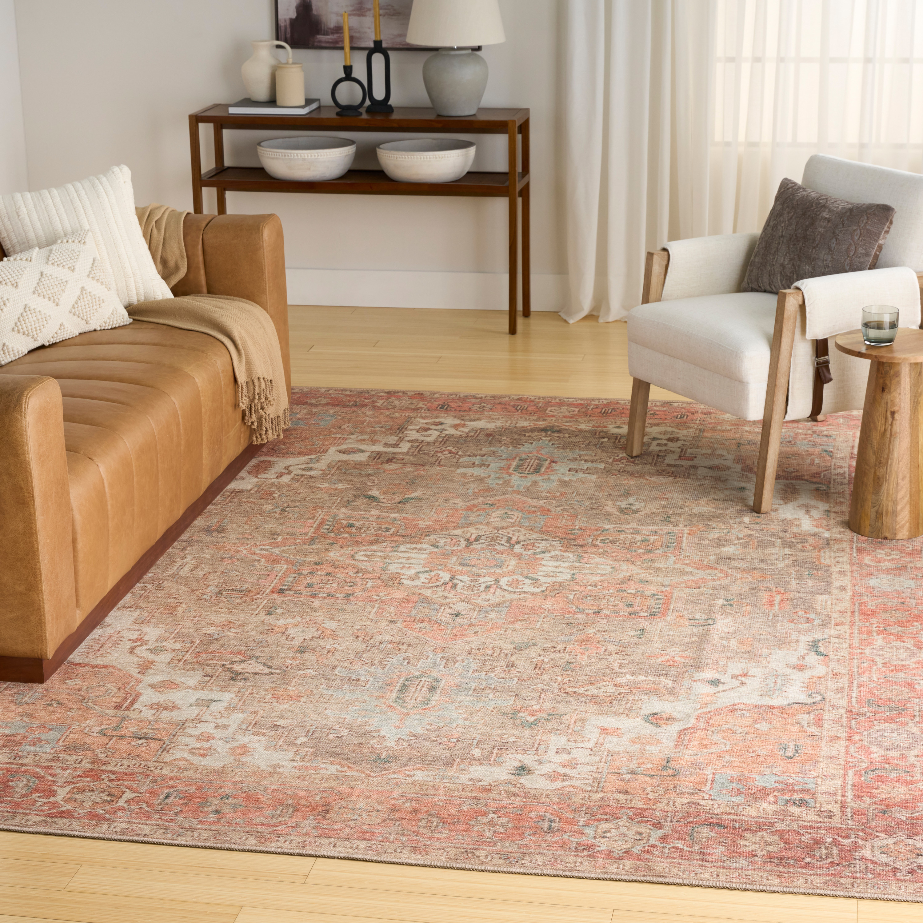 Nourison Vintage Washables 9' x 12' Coral Taupe Vintage Indoor Rug
