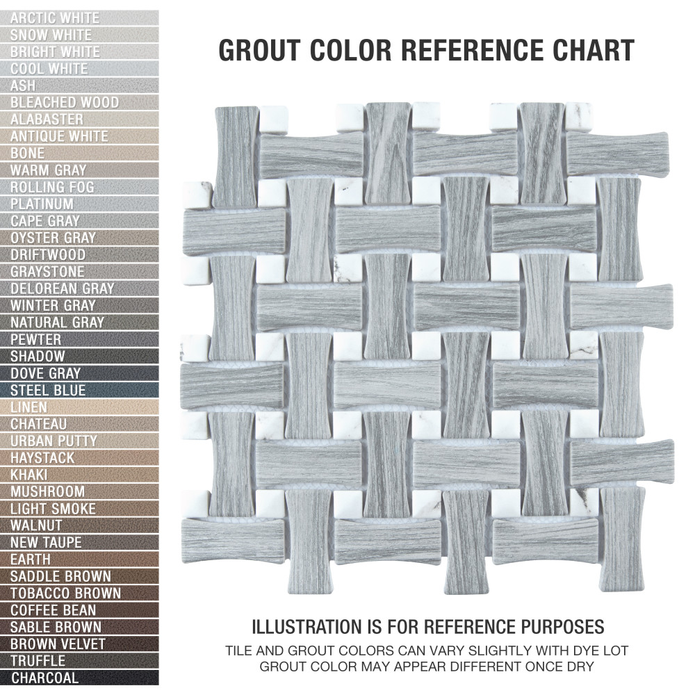 Llama Dog Bone Basketweave Silver Smoke/Calacatta Dot 10 in. x 10 in. Porcelain Mosaic Tile