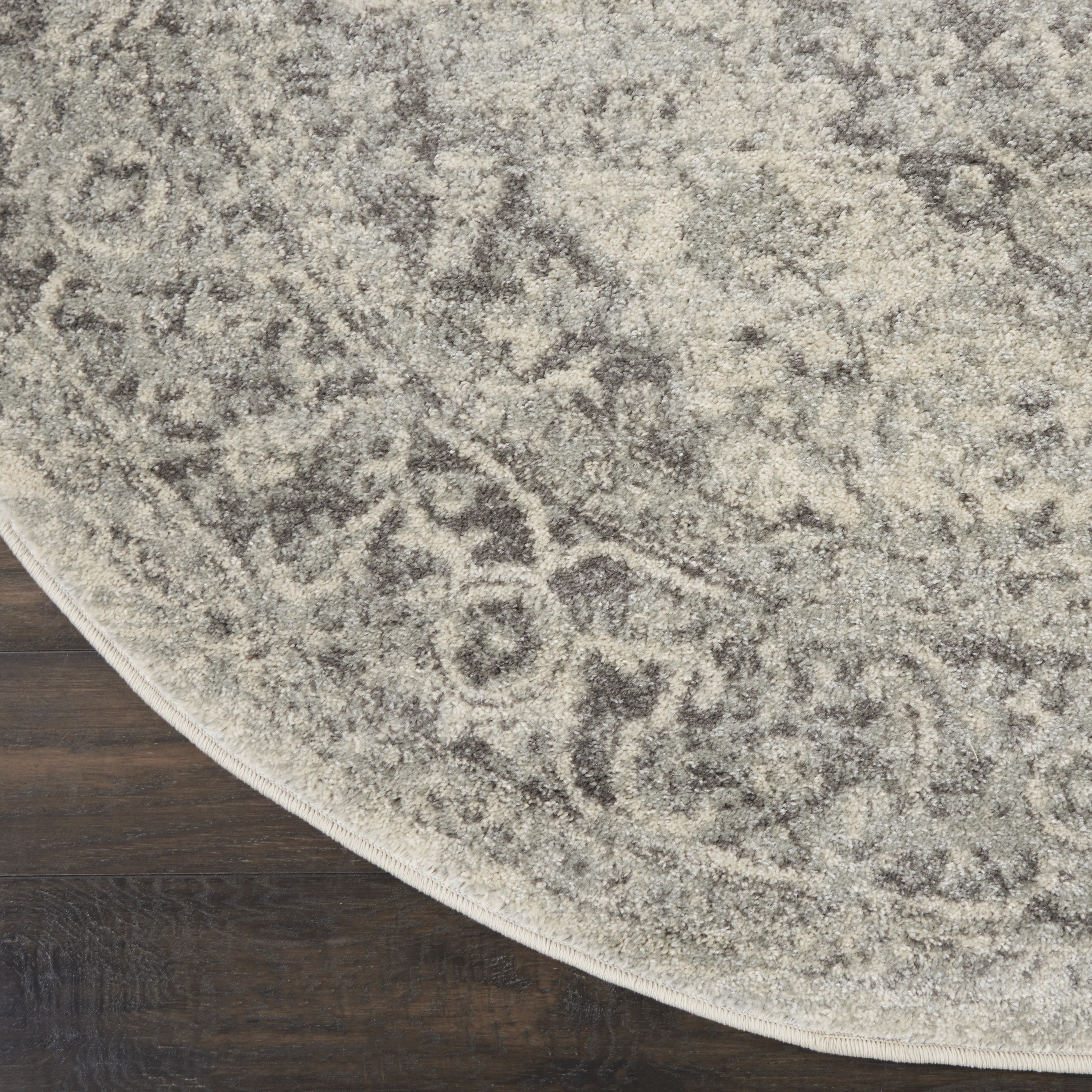 Nourison Tranquil 4' x Round Ivory Grey Vintage Indoor Rug