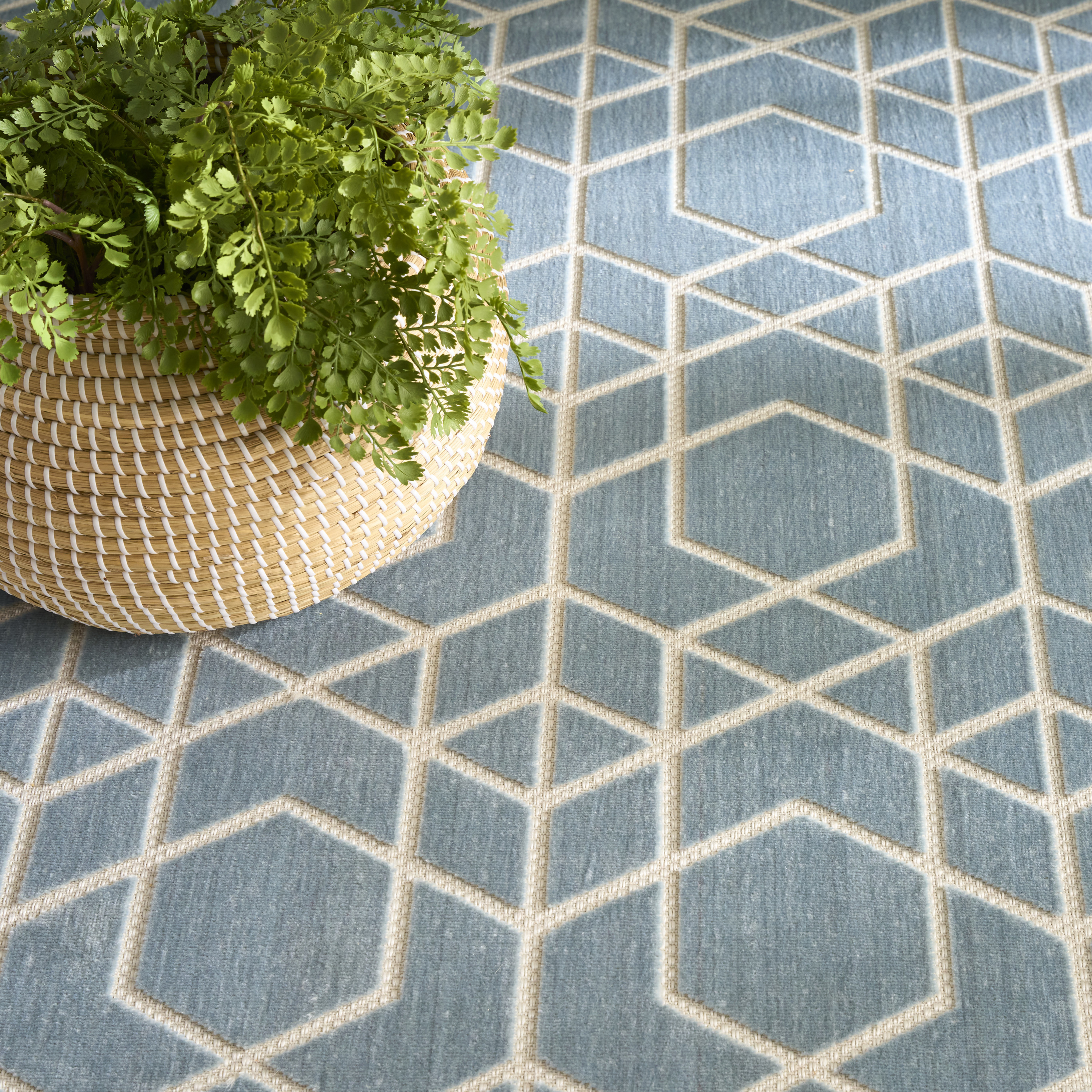 Nourison Washable Charm 6' x 9' Blue Ivory Modern Indoor Rug