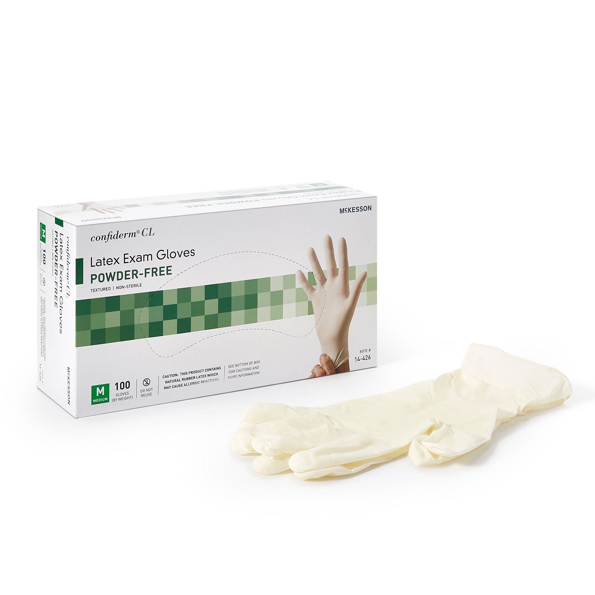 McKesson Confiderm® CL Latex Exam Glove, Medium, Ivory