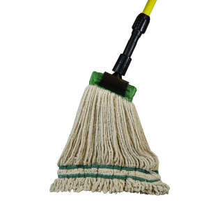 Hillyard, Antimicrobial Blend Looped-End Wet Mop Head with 5" Headband, Medium, Natural