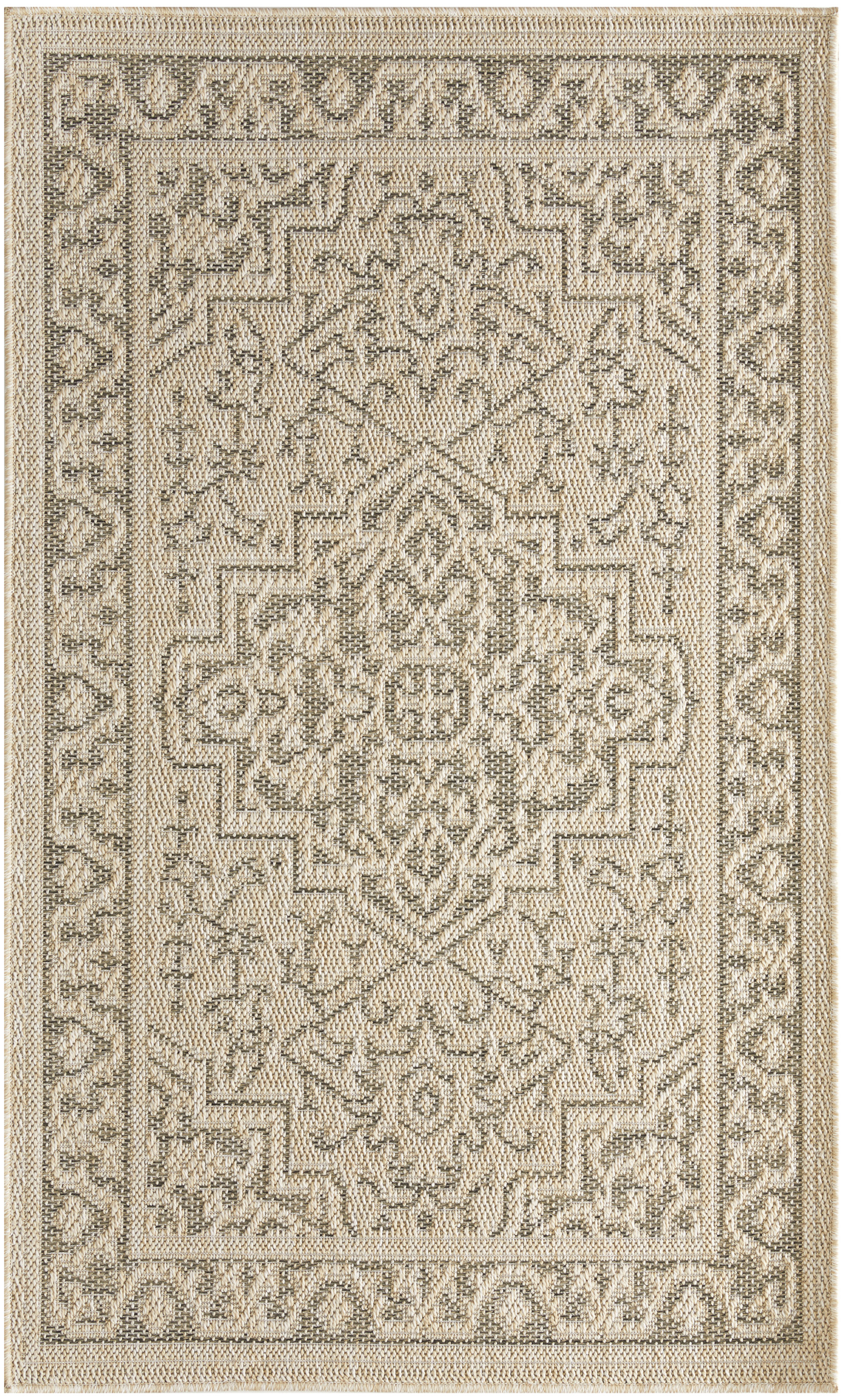 Nourison Tulum 3' x 5' Taupe Olive Outdoor Rug