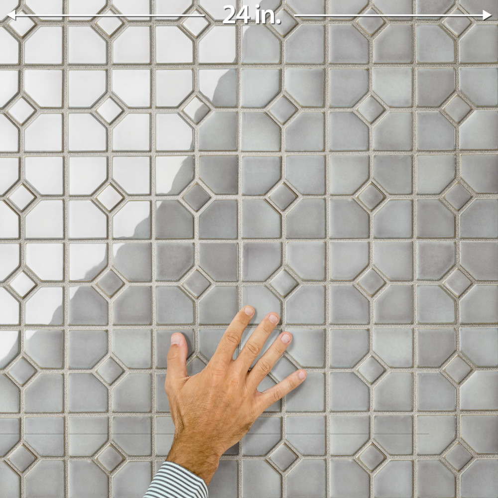 Sample – Hudson Oxford Grey Eye Porcelain Mosaic Tile