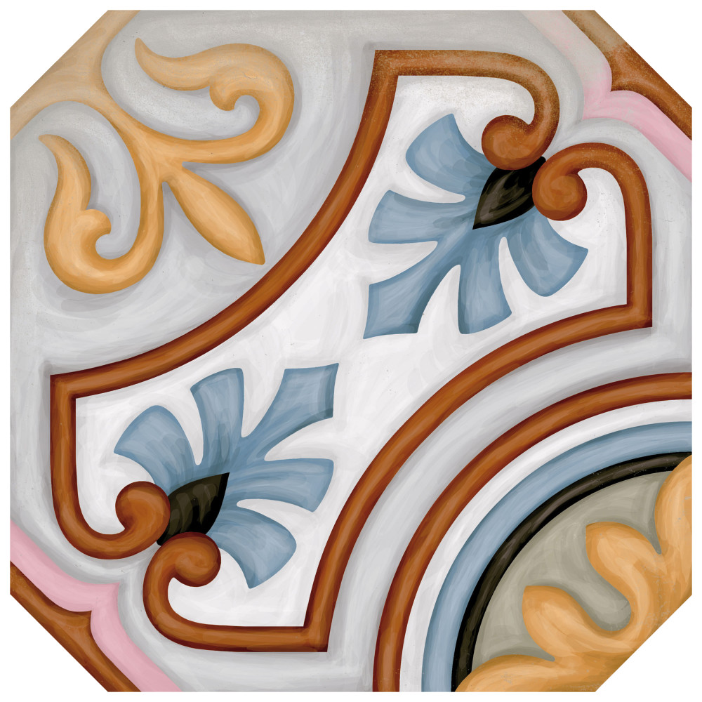 Vaudeville Octagon Deco Diglas 7-7/8 in. x 7-7/8 in. Porcelain Floor and Wall Tile