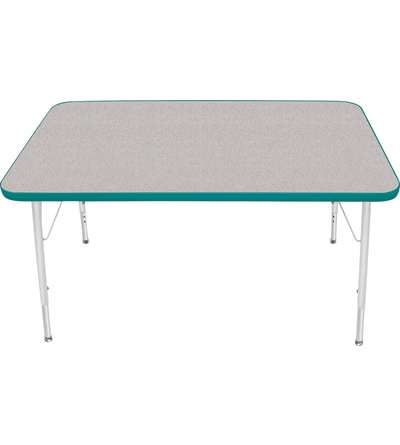Creative Colors® Activity Table, Rectangle, 30" x 48", Gray Nebula Top Color, Teal Edge Color, Standard Leg Height, Platinum Sil