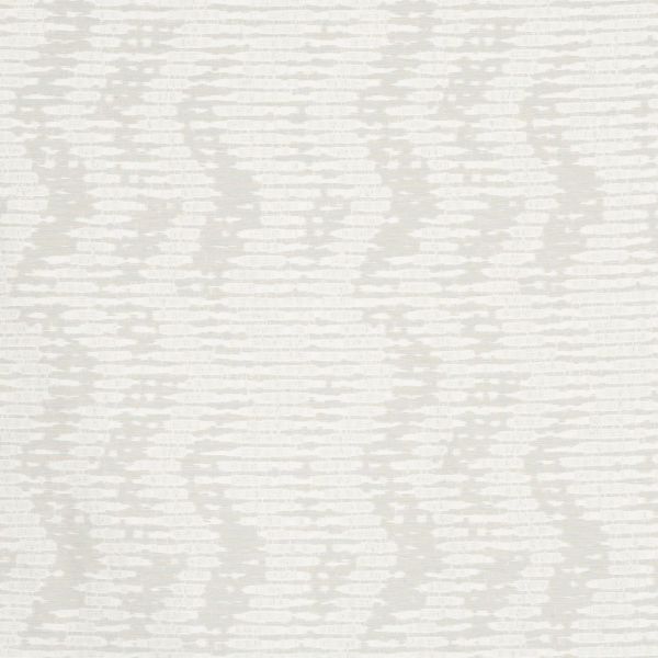 Textured wallpaper with fine horizontal brushstroke motif in pale cream and light taupe, forming subtle vertical wave shapes; evenly lit close-up of a neutral interior wall surface.
