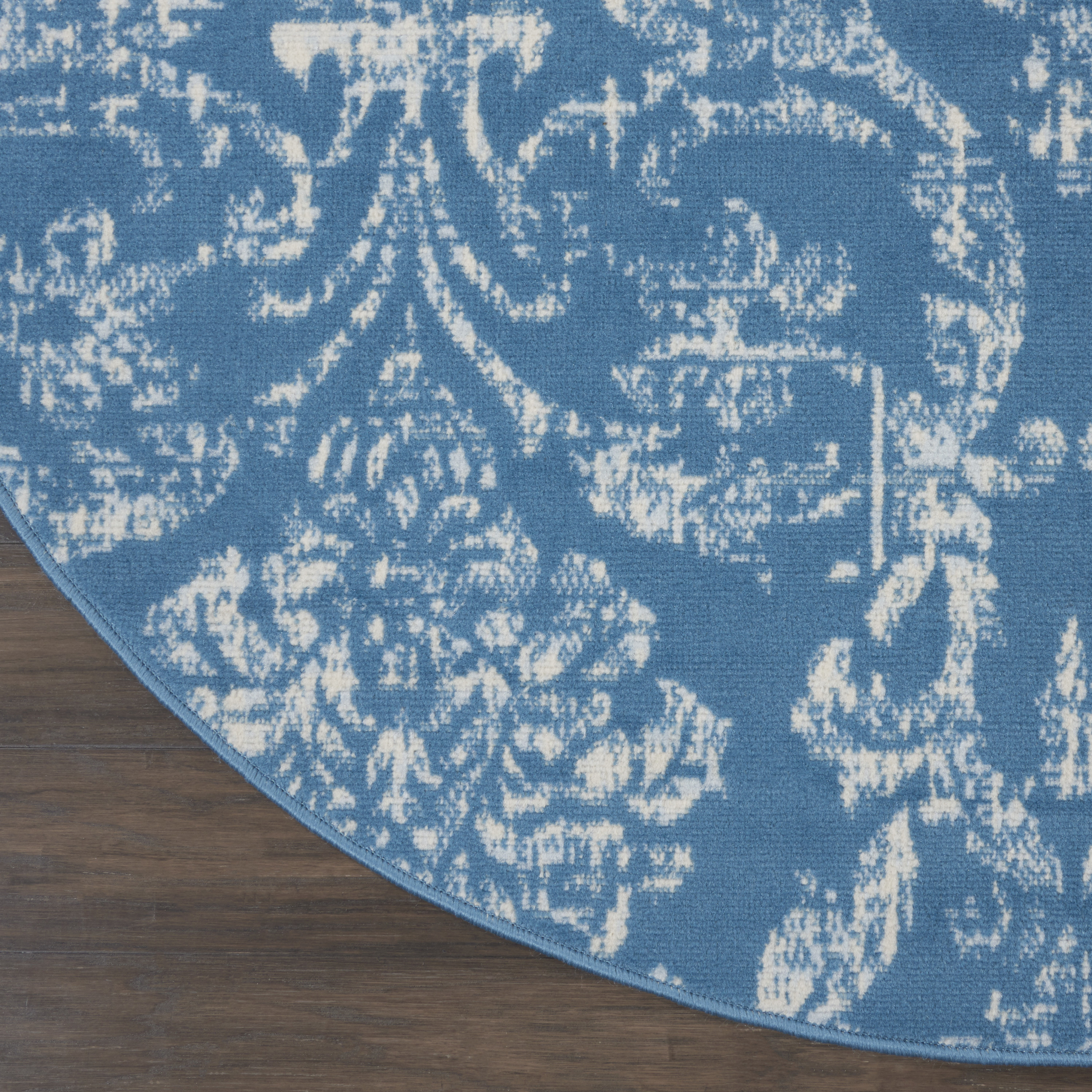 Nourison Jubilant 5'3" x Round Blue Vintage Indoor Rug