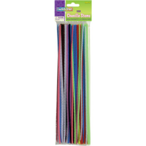Regular Stems, Assorted Colors, 12" x 4 mm, 100 Pieces