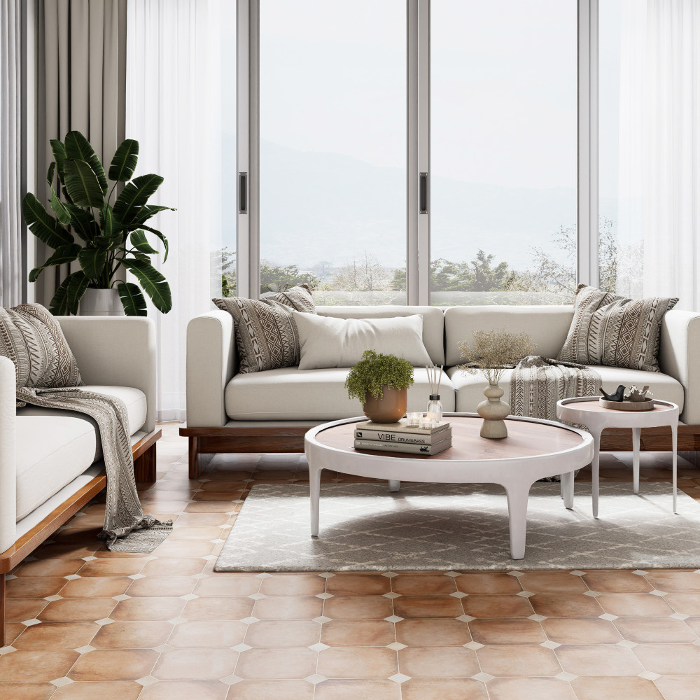 Laverton Octagon Natural with Taco Arena 7-7/8 in. x 7-7/8 in. Porcelain Floor and Wall Tile