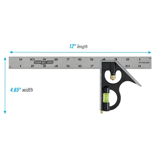 8100-012CS 12-inch High-Visibility Stainless Steel Combination Square
