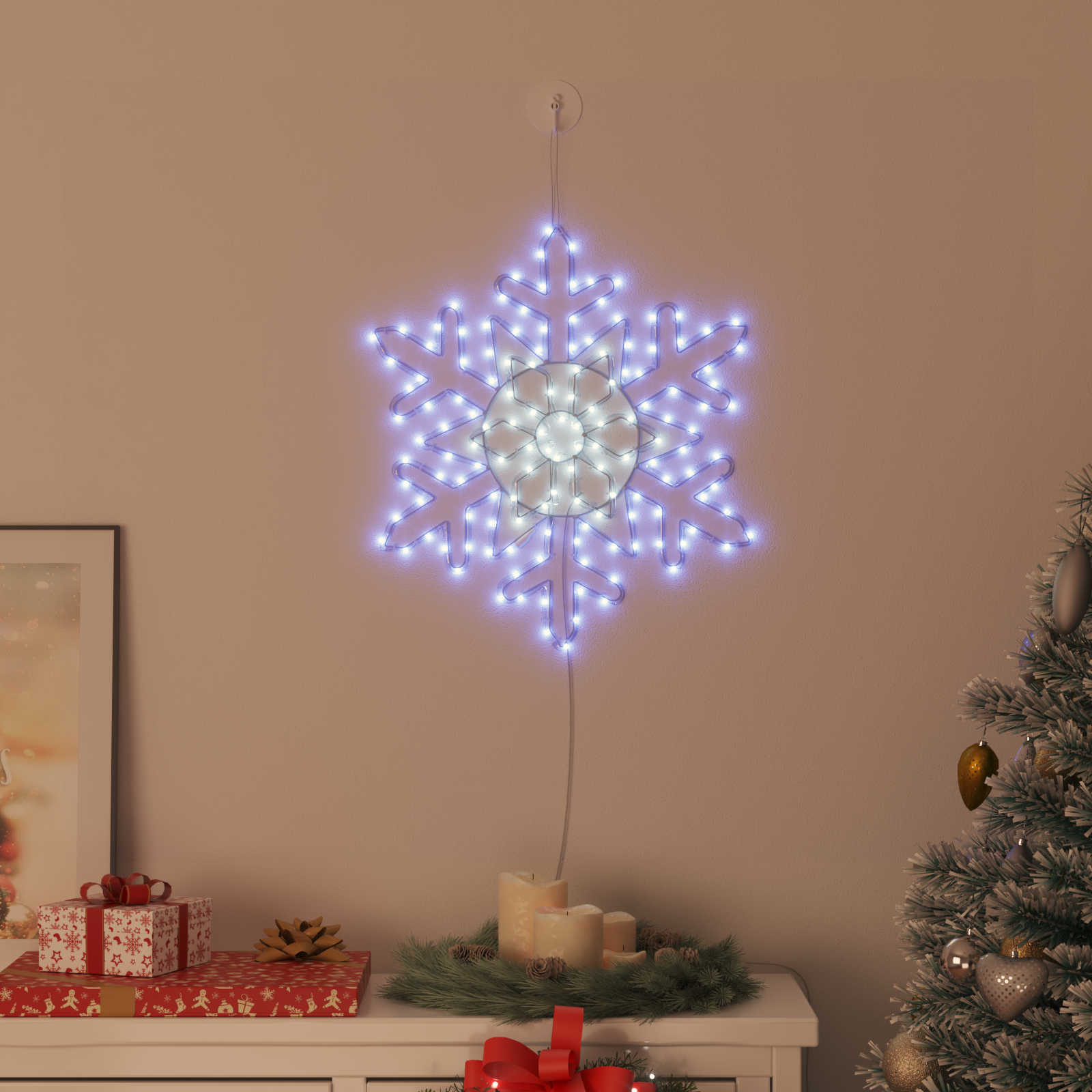 vidaXL Weihnachts Schneeflocke Blau 55,5 x 55,5 x 0,75 cm PVC – Bild 3