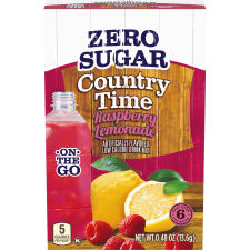Country Time Zero Sugar Raspberry Lemonade Powdered Drink Mix, 6 ct On-the-Go Packets
