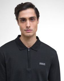 Innes Interlock Long-Sleeved Polo Shirt Black