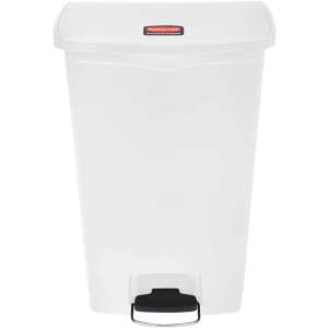 Rubbermaid Commercial, Streamline, Step-On, 18 gal, Resin, White, Rectangle, Receptacle