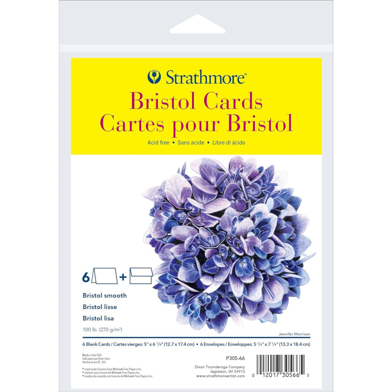 300 Series Bristol Cards & Envelopes, Full Size, 5x6.875 inch, 6 Pack