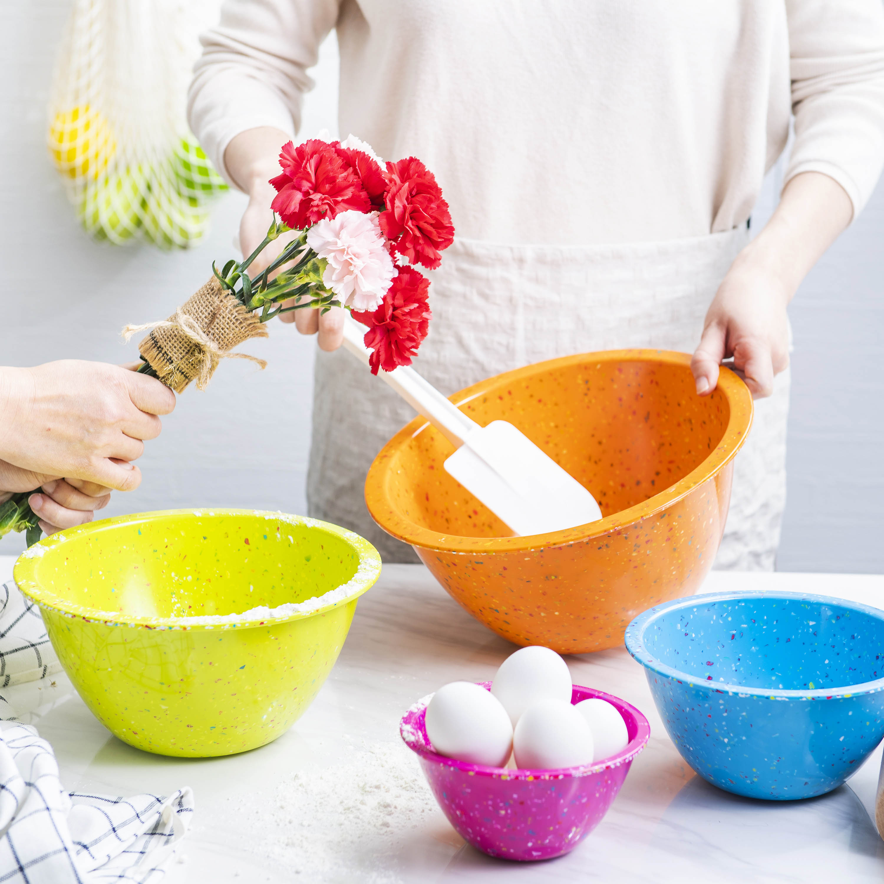 Confetti Mixing Bowl Set, Orange, Kiwi, Turquoise and Magenta, 4-piece set image