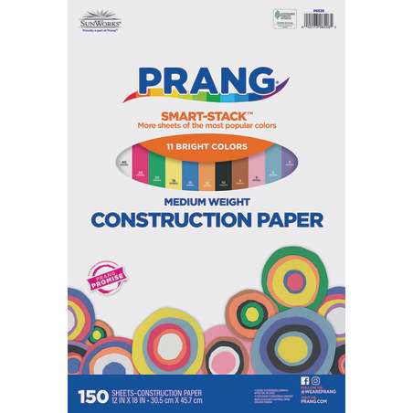 Prang® (formerly SunWorks®) Smart-Stack™ Construction Paper Assortment, 12" x 18", 150 Sheets
