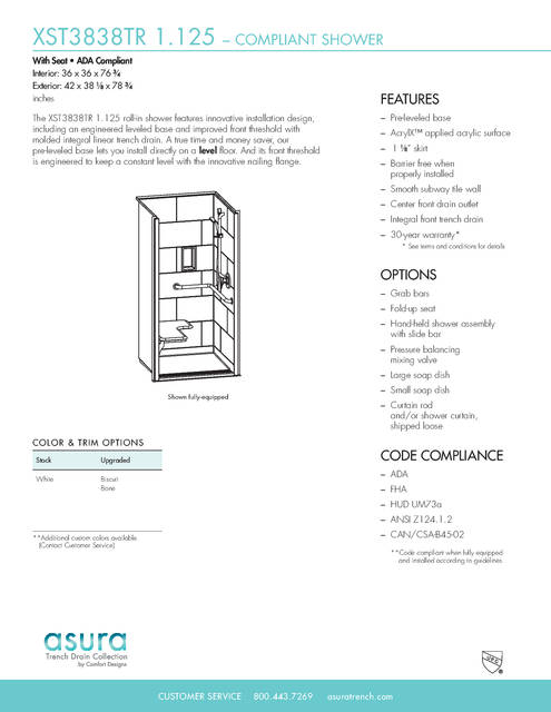 Tech Data Sheet — Cd Shower Tech Data Asura Xst 3838 Tr 1 125 ADA