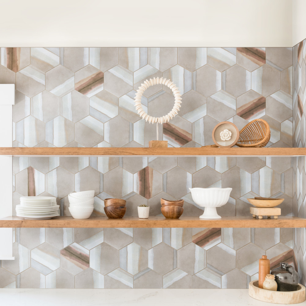 Matter Hex Canvas Taupe Red 7-7/8 in. x 9 in. Porcelain Floor and Wall Tile