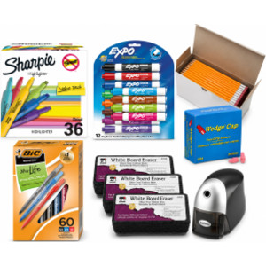 Teacher Back to School Essentials Kit with 144 Pencils, 60 Pens, Dry Erase Markers, Highlighters, Erasers & Electric Sharpener