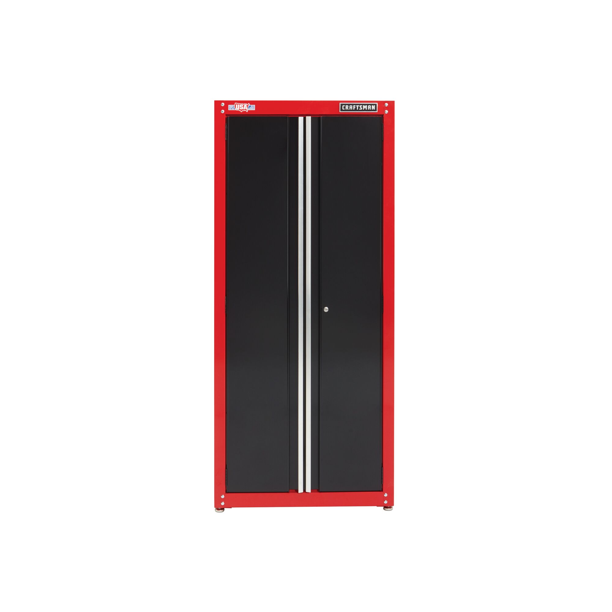 32 inch Wide freestanding tall garage storage cabinet.
