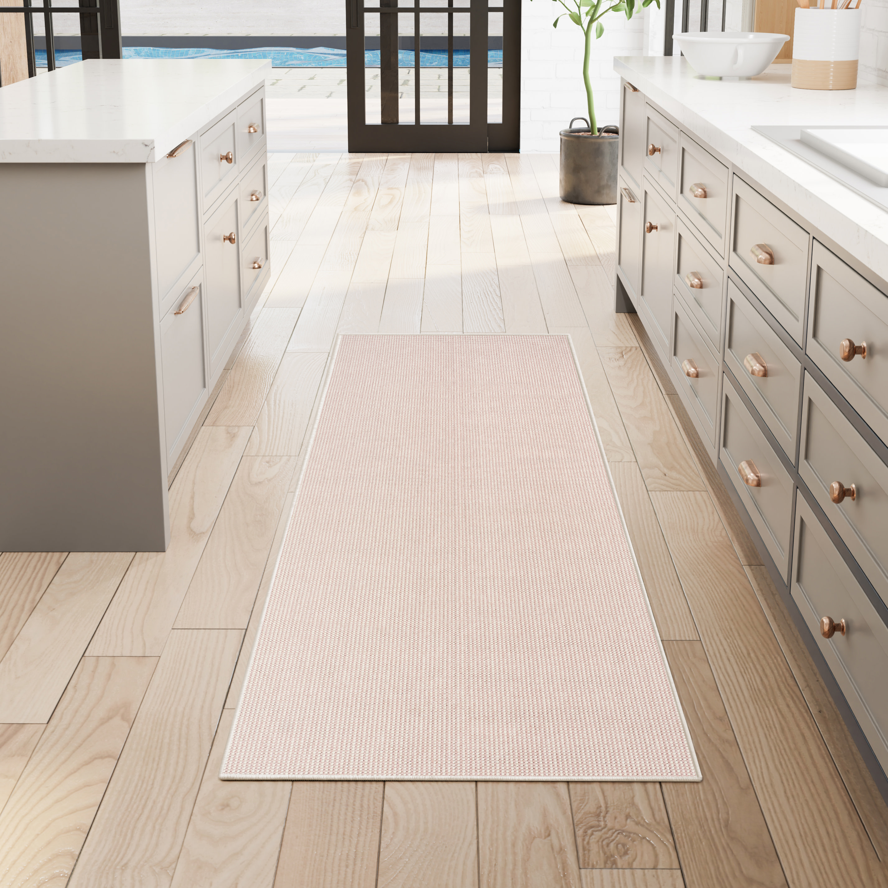 Nourison Natural Texture 2'3" x 7'6" Ivory Rose Farmhouse Indoor Rug