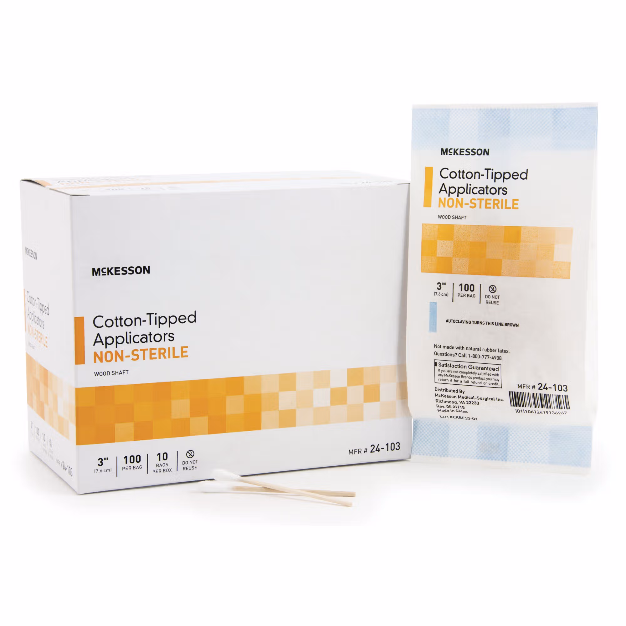 McKesson Nonsterile Cotton-Tip Swabsticks, 3 Inch