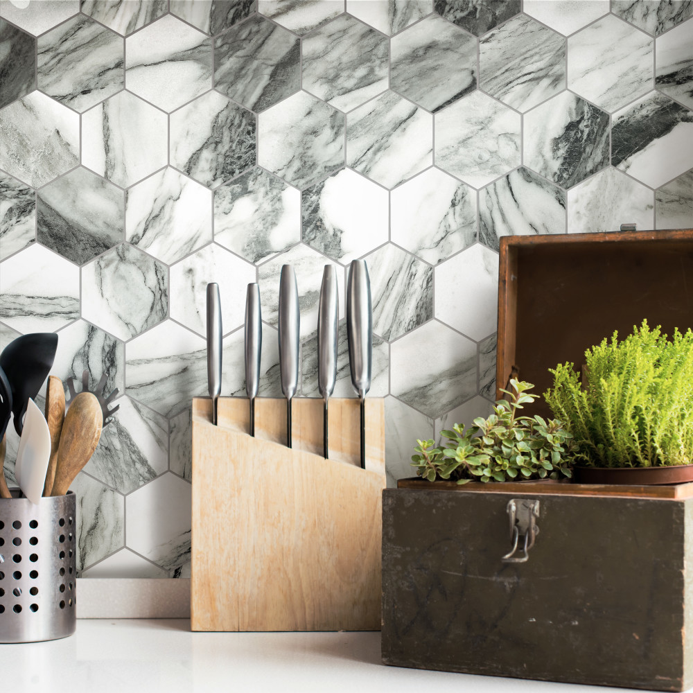 Touche 4″ Hex Zebre 11-3/4 in. x 13-5/8 in. Porcelain Mosaic Tile