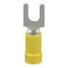 Pan-Term® PV10-10F-L Fork Terminal, Yellow, Vinyl, 10-14 AWG, #10 Stud, PK50