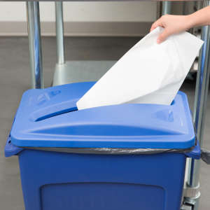 Rubbermaid Commercial, Slim Jim, Rectangular, Resin, 23 gal, Resin, Blue, Receptacle Lid