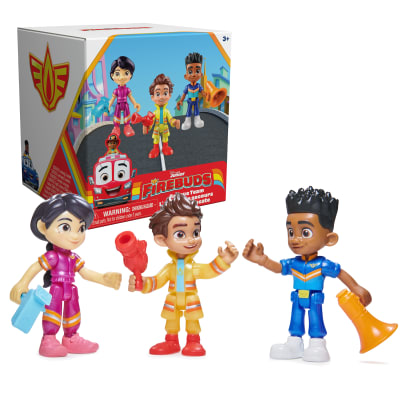 Disney Junior Firebuds, Coffret cadeau figurines articulées, avec 3 jouets à collectionner pour enfants : Bo, Jayden et Violette, et accessoires, pour les enfants à partir de 3 ans